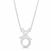 Diamond Hugs and Kisses Pendant Necklace Sterling Silver (0.10ct)