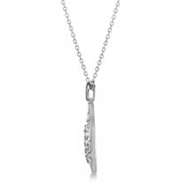 Diamond Teardrop Design Pendant Necklace .925 Sterling Silver 0.10ct