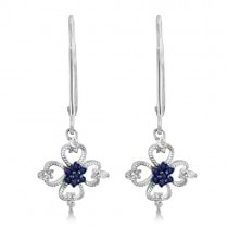 Lever Back Diamond and Sapphire Earrings Sterling Silver (0.23ct)