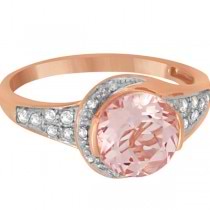 Cocktail Diamond and Morganite Ring in 14k Rose Gold (2.04ct)