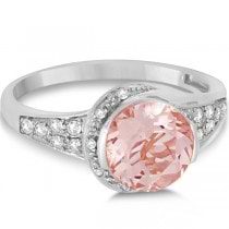 Cocktail Diamond and Morganite Ring in 14k White Gold (2.04ct)