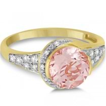 Cocktail Diamond and Morganite Ring in 14k Yellow Gold (2.04ct)