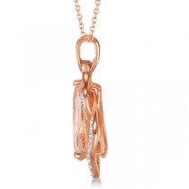 Diamond and Morganite Pear Pendant Necklace 14k Rose Gold (1.67ct)