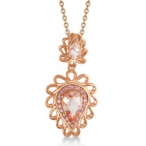 Pink Tourmaline & Morganite Pendant Necklace 14k Rose Gold (3.44ct)