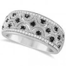 Genuine Black Spinel & Diamond Fashion Ring Sterling Silver 0.38ctw
