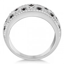 Genuine Black Spinel & Diamond Fashion Ring Sterling Silver 0.38ctw