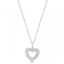 Diamond Necklace Heart Design with Filigree in Sterling Silver 0.10ct