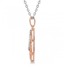 Diamond Teardrop Necklace in 14k Rose Gold over Sterling Silver 0.10ct