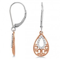 Teardrop Diamond Earrings in 14k Rose Gold over Sterling Silver 0.10ct