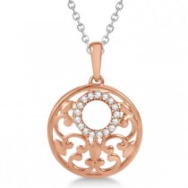 Circle Diamond Pendant Necklace 14k Rose Gold & Sterling Silver 0.10ct