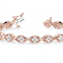 Diamond Twisted Cluster Link Bracelet 14k Rose Gold (2.16ct)