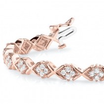 Diamond Twisted Cluster Link Bracelet 14k Rose Gold (2.16ct)