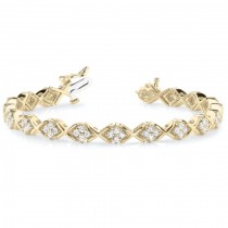 Diamond Twisted Cluster Link Bracelet 14k Yellow Gold (2.16ct)