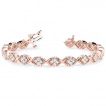 Diamond Twisted Cluster Link Bracelet 18k Rose Gold (2.16ct)