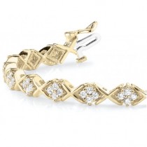 Diamond Twisted Cluster Link Bracelet 18k Yellow Gold (2.16ct)