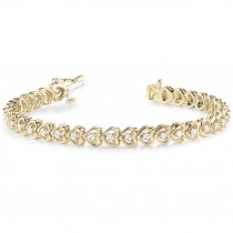 Diamond Tennis Heart Link Bracelet 14k Yellow Gold (1.23ct)