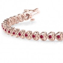 Garnet Tennis Heart Link Bracelet 14k Rose Gold (2.00ct)