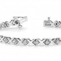 Diamond XOXO Chained Line Bracelet 14k White Gold (0.91ct)
