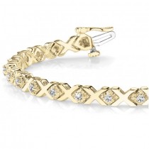 Diamond XOXO Chained Line Bracelet 14k Yellow Gold (0.91ct)