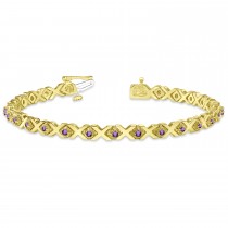 Amethyst XOXO Chained Line Bracelet 14k Yellow Gold (1.50ct)