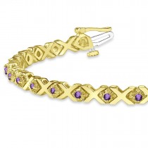 Amethyst XOXO Chained Line Bracelet 14k Yellow Gold (1.50ct)