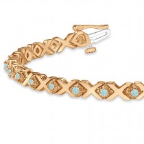 Aquamarine XOXO Chained Line Bracelet 14k Rose Gold (1.50ct)