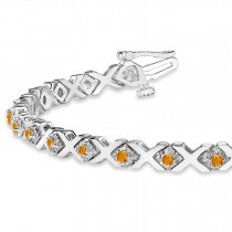 Citrine XOXO Chained Line Bracelet 14k White Gold (1.50ct)
