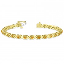 Citrine XOXO Chained Line Bracelet 14k Yellow Gold (1.50ct)
