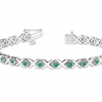 Emerald XOXO Chained Line Bracelet 14k White Gold (1.50ct)