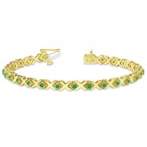 Emerald XOXO Chained Line Bracelet 14k Yellow Gold (1.50ct)