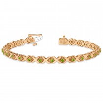 Peridot XOXO Chained Line Bracelet 14k Rose Gold (1.50ct)