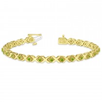 Peridot XOXO Chained Line Bracelet 14k Yellow Gold (1.50ct)