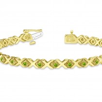 Peridot XOXO Chained Line Bracelet 14k Yellow Gold (1.50ct)