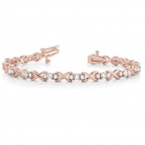 Diamond XOXO Twisted Three Stone Link Bracelet 14k Rose Gold (1.95ct)