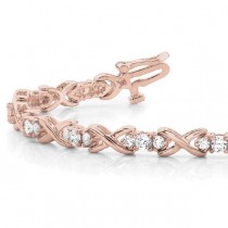 Diamond XOXO Twisted Three Stone Link Bracelet 14k Rose Gold (1.95ct)