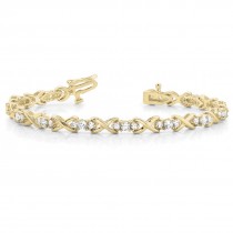Diamond XOXO Twisted Three Stone Link Bracelet 14k Yellow Gold (1.95ct)