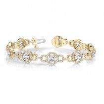 Luxury Halo Lab Diamond Halo Link Bracelet 14k Yellow Gold (5.00ct)