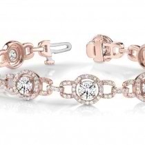 Luxury Halo Diamond Link Bracelet 18k Rose Gold (5.00ct)