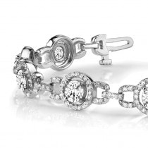 Luxury Halo Lab Diamond Link Bracelet 18k White Gold (5.00ct)