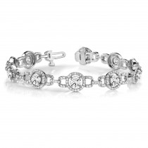 Luxury Halo Diamond Link Bracelet 18k White Gold (5.00ct)