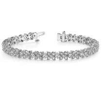 Diamond Floral Style Tennis Bracelet 18k White Gold (4.16ct)