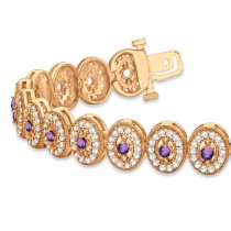 Amethyst Halo Vintage Bracelet 18k Rose Gold (6.00ct)