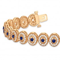 Blue Sapphire Halo Vintage Bracelet 18k Rose Gold (6.00ct)