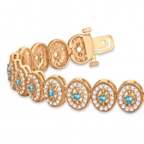 Blue Topaz Halo Vintage Bracelet 18k Rose Gold (6.00ct)