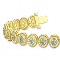 Blue Topaz Halo Vintage Bracelet 18k Yellow Gold (6.00ct)