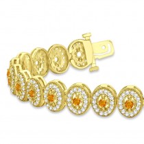 Citrine Halo Vintage Bracelet 18k Yellow Gold (6.00ct)