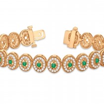 Emerald Halo Vintage Bracelet 18k Rose Gold (6.00ct)