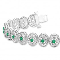 Emerald Halo Vintage Bracelet 18k White Gold (6.00ct)
