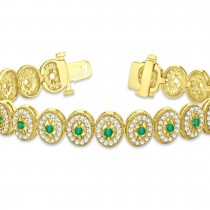 Emerald Halo Vintage Bracelet 18k Yellow Gold (6.00ct)
