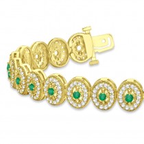 Emerald Halo Vintage Bracelet 18k Yellow Gold (6.00ct)